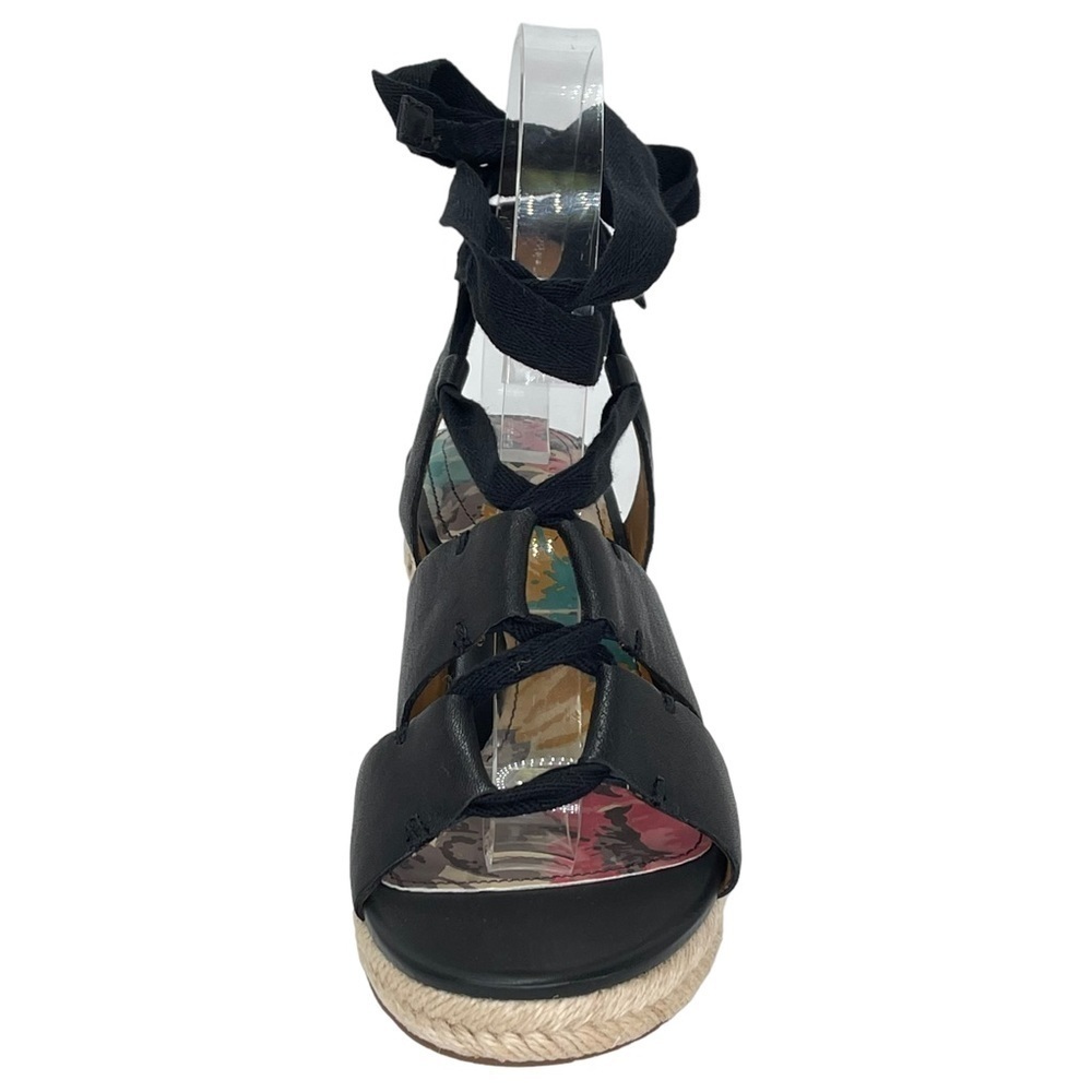 Patricia Nash Riva Black Leather Tie Up Womens Espadrille Sandals Size 7.5M - Picture 5 of 14